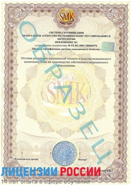 Образец сертификата соответствия (приложение) Биробиджан Сертификат ISO 13485